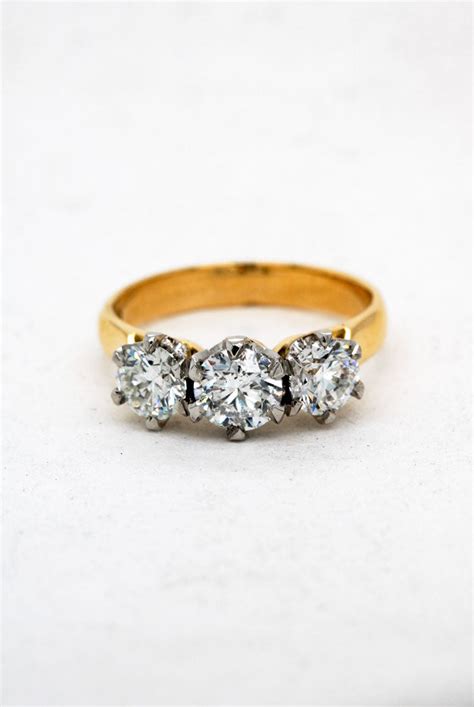 18ct Yellow and Platinum Three Stone Diamond Ring – Richard James Jeweller