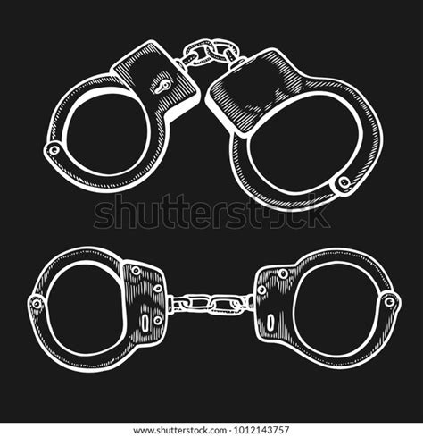 Set Handcuffs Hand Drawn Engraving Vintage Stock Vector Royalty Free 1012143757 Shutterstock