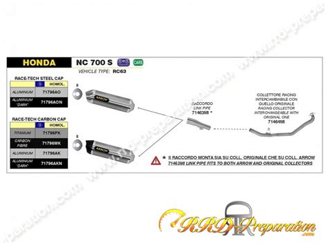 Ligne D Chappement Compl Te Arrow Race Tech Pour Honda Nc S Nc