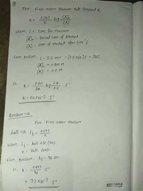 [solved] What Is The Rate Constant In S For A First Order Reaction Course Hero