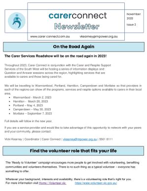 Fillable Online Carer ConnectSupport Services Roadshow Fax Email Print