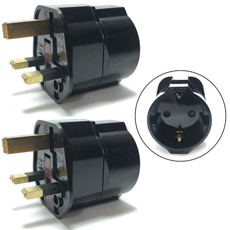 X Euro Plug Schuko Eu European Pin To Uk Travel Adaptor Bs Ce