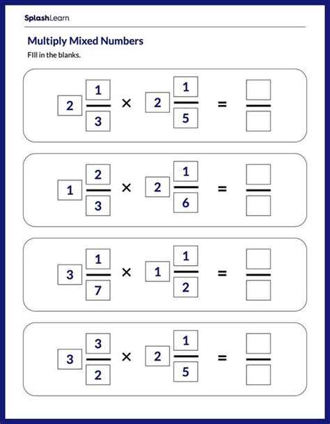 Free Printable Multiply Mixed Numbers Worksheets SplashLearn