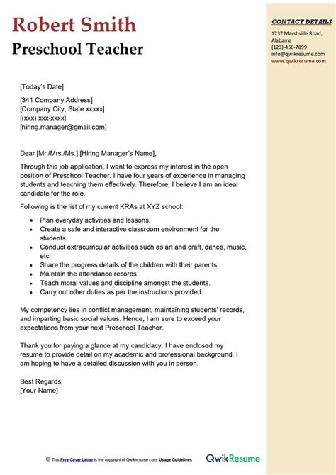 Sample Cover Letter For Preschool Teacher Assistant ValeriaHowell Blog