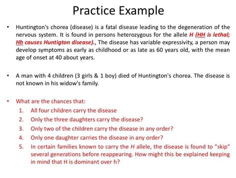 Solved Practice Example - Huntington's chorea (disease) is a | Chegg.com