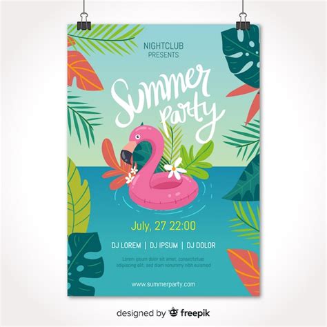 Plantilla De P Ster De Fiesta De Verano Dibujado A Mano Vector Gratis