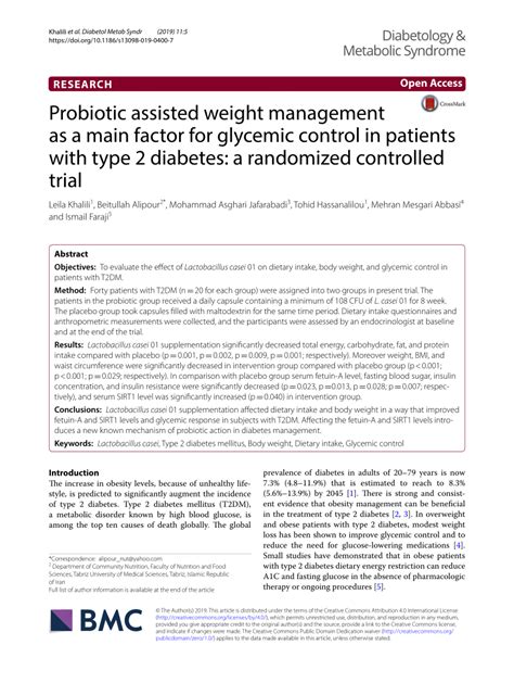 Pdf Probiotic Assisted Weight Management As A Main Factor For