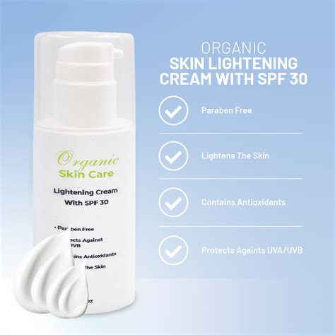 Organic Skin Lightening Cream With SPF 30 - Organic Skin Care