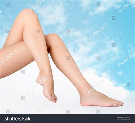 Legs Nude Woman On Sky Background Stock Photo Shutterstock