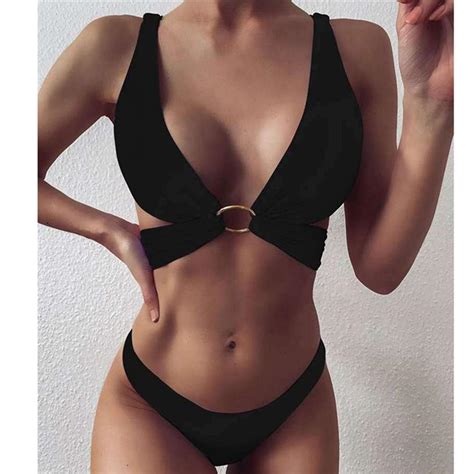 Push Up Bikini Sexy Bikini Set Personalisierte Einfarbige Strap Sexy