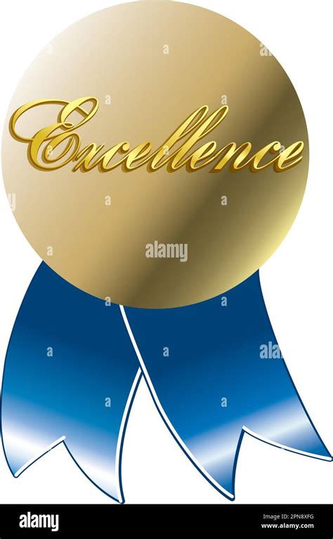 Gold Excellence Medal With Blue Ribbon Saved As Illustrator 80 For