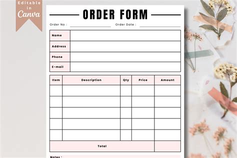 printable order form graphic   grateful studio creative fabrica