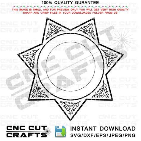 Blank 7 Pointed Sheriff Police Star Svg Badge Vector Template For