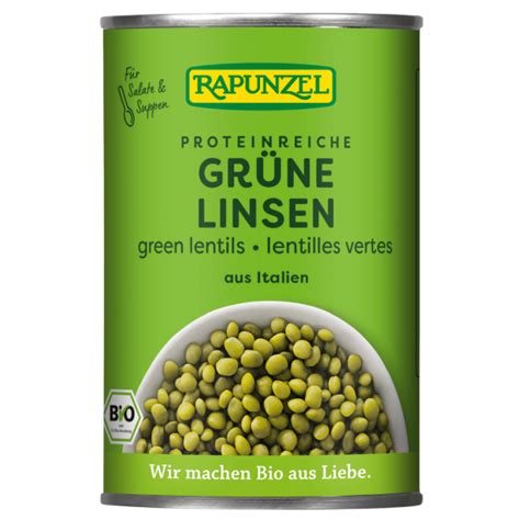 Bio Grüne Linsen in der Dose von Rapunzel bei greenist de