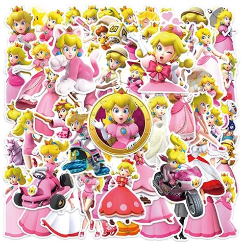 50Pcs Super Mario Princess Peach Stickers - Wholesale Stickers