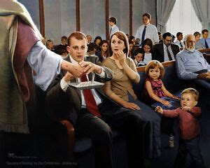 Sacrament Meeting Painting Doc Christensen Mormon Lds Art Savior X