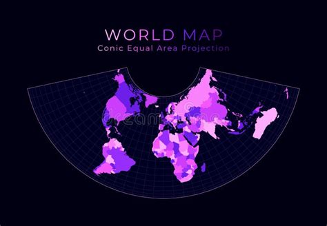 World Map. Albers Conic Equal-area Projection Stock Vector ...