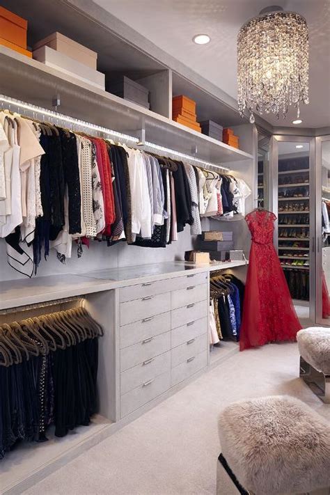 Walk In Closet With Gray Built Ins Transitional Closet