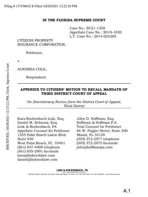 Fillable Online In The Florida Supreme Court Case No Sc21 1358