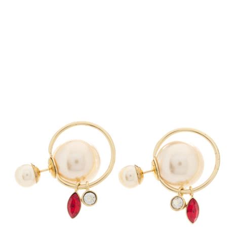 CHRISTIAN DIOR Pearl Crystal Mise En Dior Tribal Dangle Earrings Gold