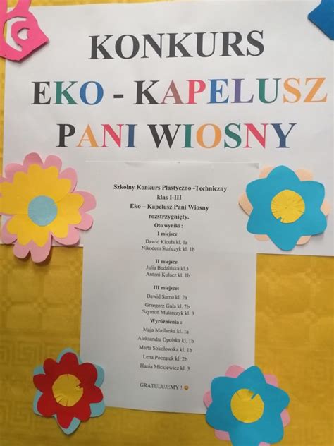 Konkurs Eko Kapelusz Pani Wiosny Rozstrzygniety Sp Olszyna