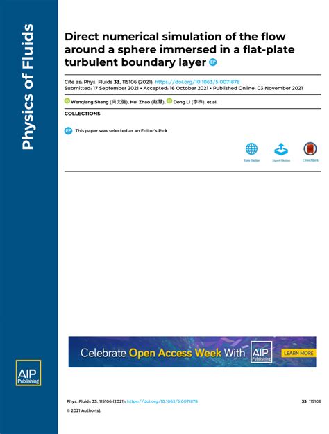 PDF Direct Numerical Simulation Of The Flow Around A Sphere Immersed