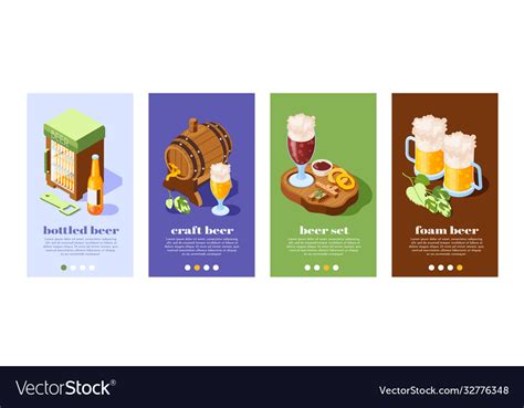 Beer Pub Isometric Banners Royalty Free Vector Image