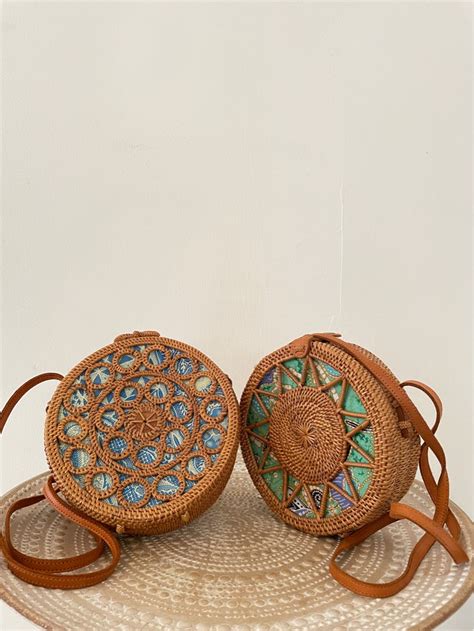 Round Rattan Bag Beg Rotan Batik Womens Fashion Bags And Wallets