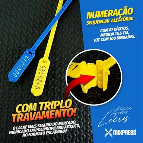 100 Lacres Malote Numerado Escadinha 16 5cm Polipropileno