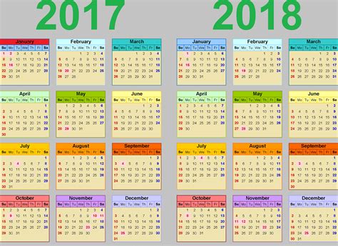 2017 Yearly Calendar Large Printable