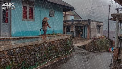 Walking In Super Heavy Rain Rain In Rural Indonesia Heavy Rain Makes