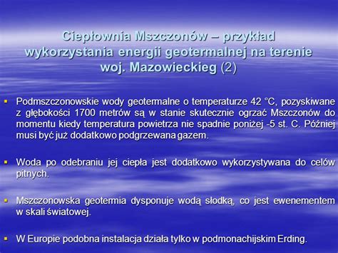 Energia Geotermalna Pompy Ciep A Ma E Elektrownie Wodne Ppt Pobierz