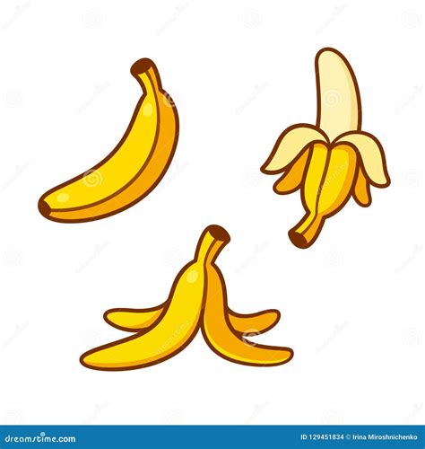 Easy Peeled Banana Drawing Peel Off Banana Vector Art Royalty Free