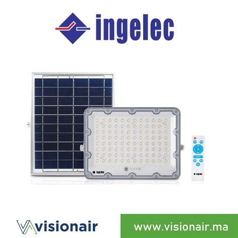 Projecteur LED Solaire INGELEC 100W 6500K PJSOL100S VISIONAIR Maroc