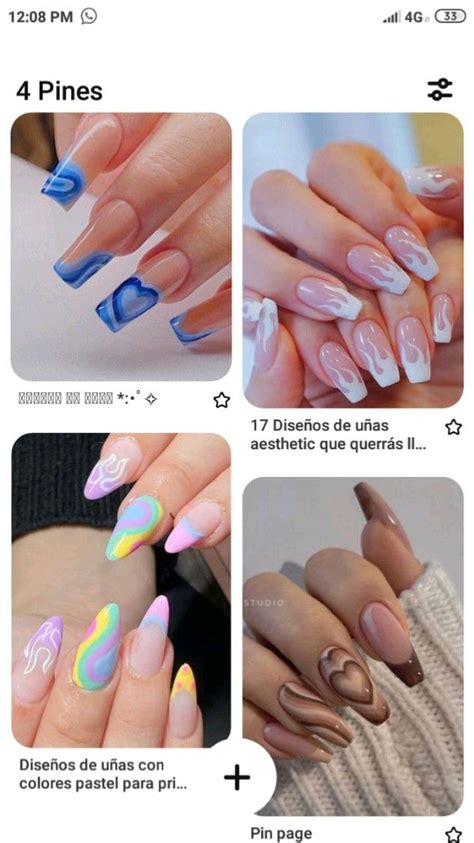 ideas de uñas astetik en 2023 Diseños de uñas falsas Lindas uñas