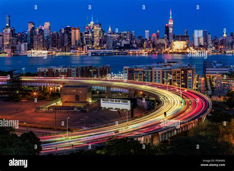 Upper view to the Lincoln Tunnel Helix, located in Weehawken, New Jersey and the Midtown ...