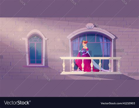 Princess In Pink Dress On Palace Balcony Vector Image