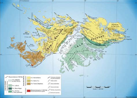 Mapa Geol Gico De Las Islas Malvinas De Acuerdo A La Compilaci N De