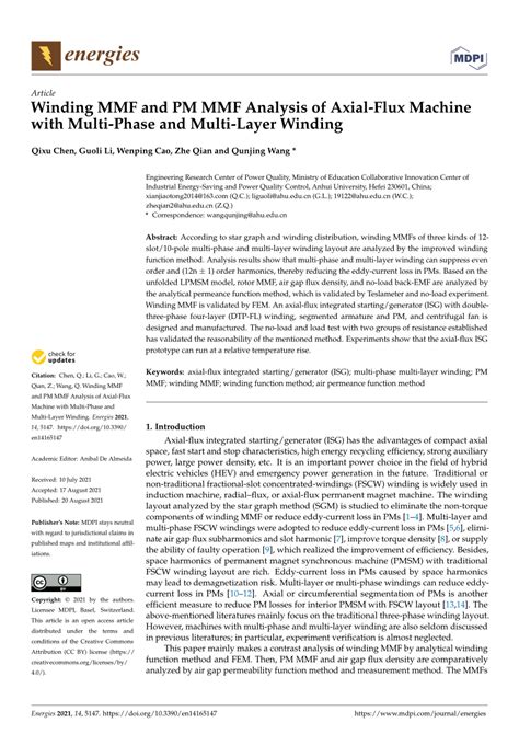 Pdf Winding Mmf And Pm Mmf Analysis Of Axial Flux Machine With Multi