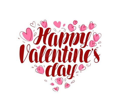 Happy Valentine`s Day Heart Love Symbol Typographic Design Lettering Vector Illustration