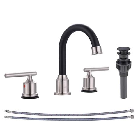 ARCORA 8 In Widespread Double Handle Bathroom Faucet In Nickel And