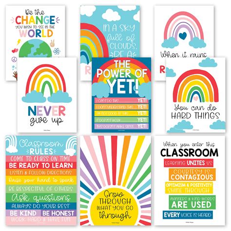 Buy 9 Rainbow Classroom Decor Signs Welcome Sign For Classroom Motivational S For Classroom