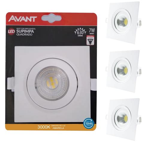 Kit Spot Led Embutir W Quadrado K Amarelo Avant Shopee Brasil