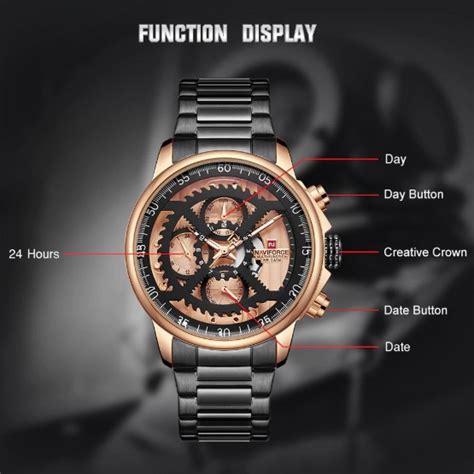 Naviforce Nf Noir Bronze Montre Quartz Analogique En Acier