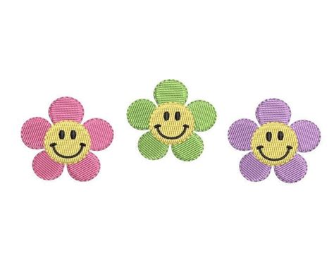 Smiley Flower Embroidery Design Mini Flower Embroidery Design Machine