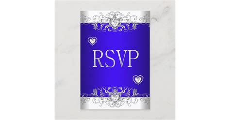 Rsvp Royal Blue Wedding White Diamond Hearts