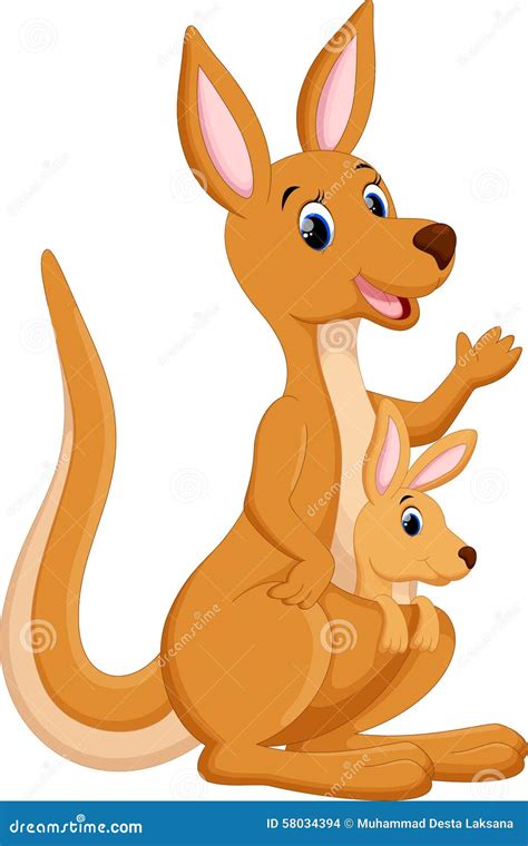 Mother Kangaroo with Her Baby Stock Illustration - Illustration of ...