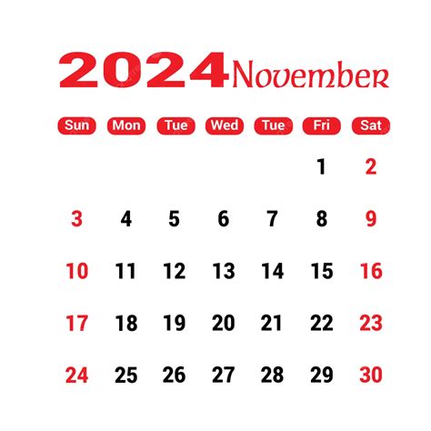 Professonal 2024 November Monthly Calender Design Templets Vector 2024