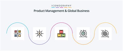 Product Managment And Global Business Line Filled Flat Icon Pack