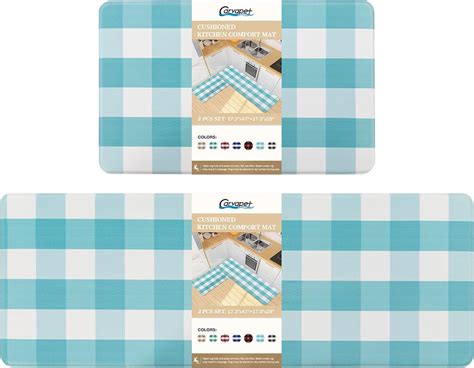 Amazon Carvapet Buffalo Plaid Kitchen Mat 2 PCS Cushioned Anti